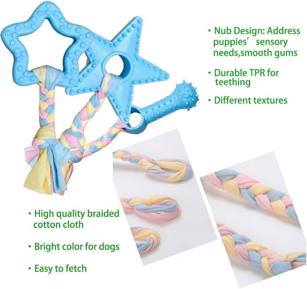 5-Pack Soft Rubber and Plush Puppy Teething Set - Image 2