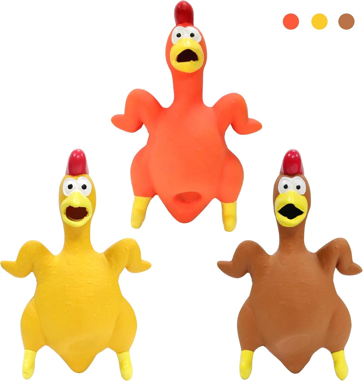 3-Pack Squeaky Rubber Chickens for All Sizes - Image 2