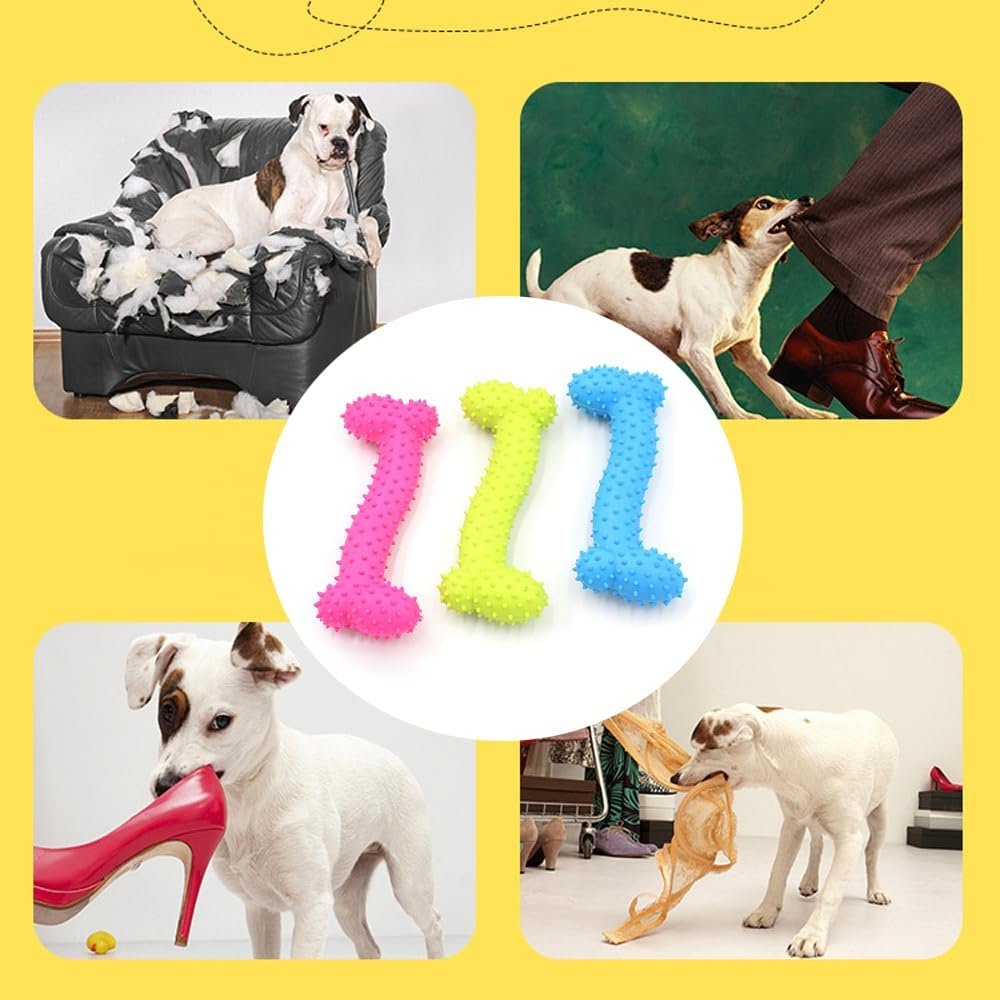 3-Pack Natural Rubber Chew Bones for Small-Medium - Image 2