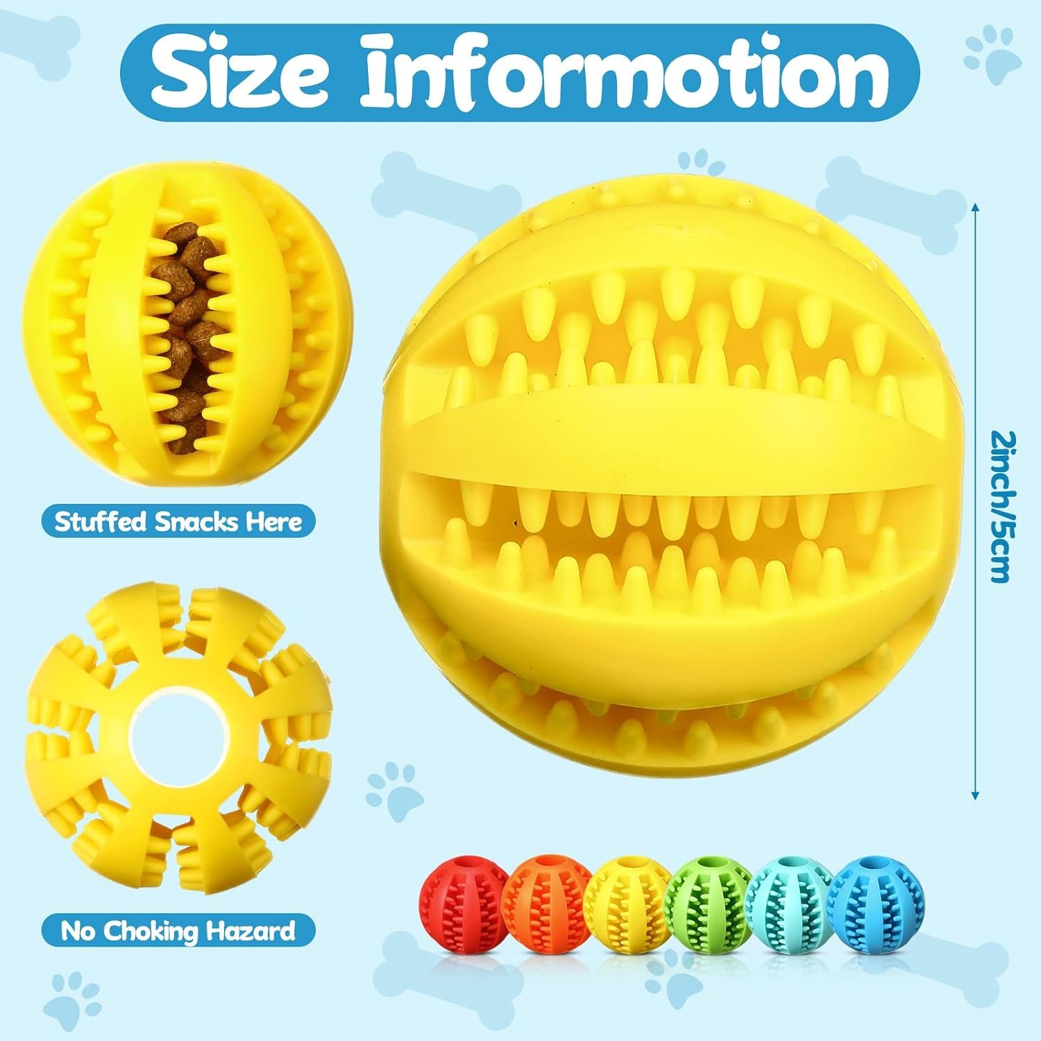 12-Piece Treat Dispensing Dog Puzzle Toy Balls, Medium - Image 2