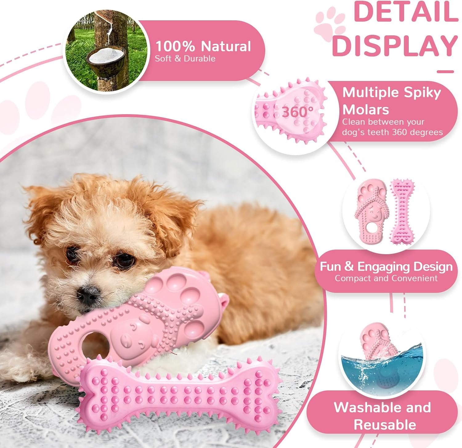 6-Pack Soft Rubber Teething Toys for Small Breeds - Image 2