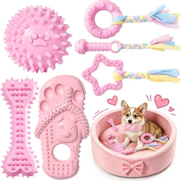 6-Pack Soft Rubber Teething Toys for Small Breeds