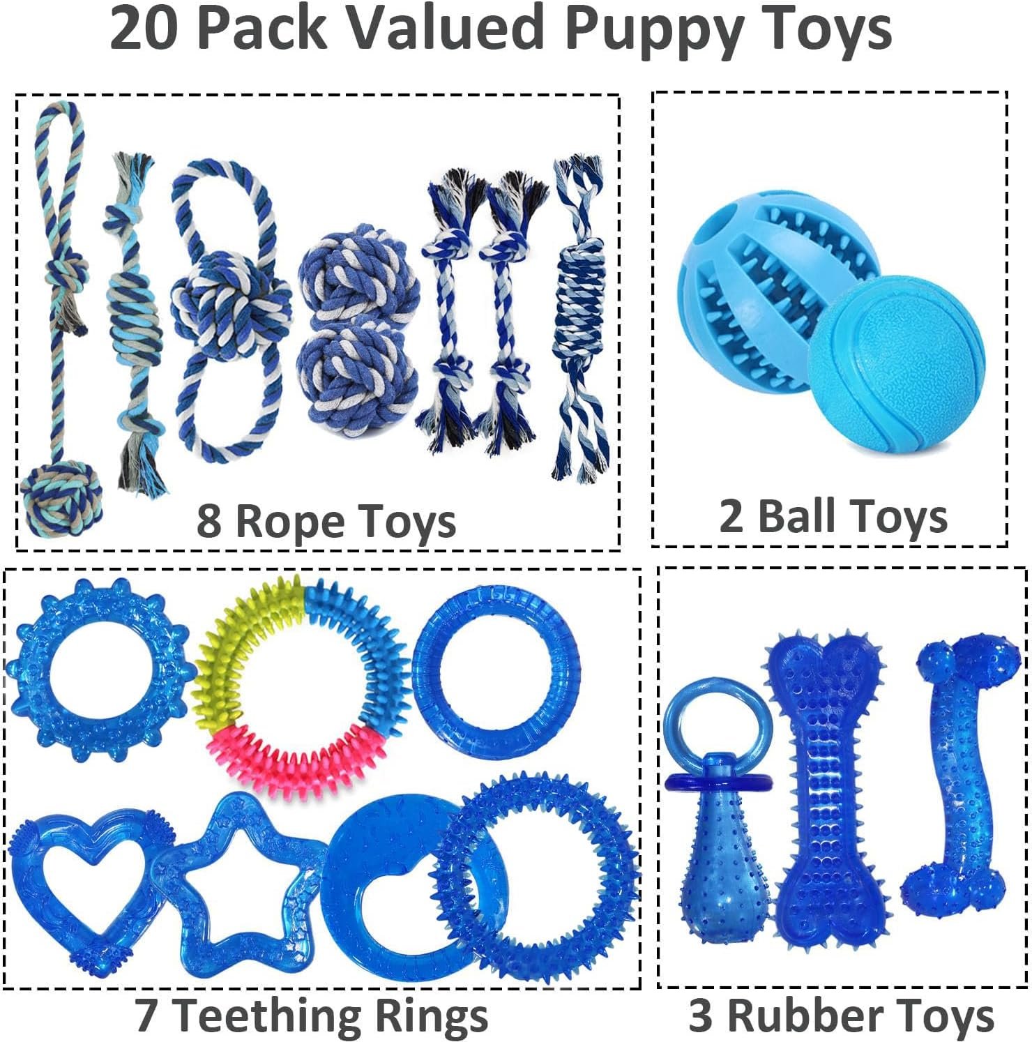 20-Pack Mixed Rubber Rings and Ropes for Small - Image 2