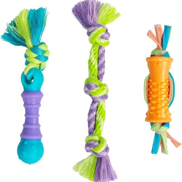 3-Pack Rubber and Rope Dental Toys for Small