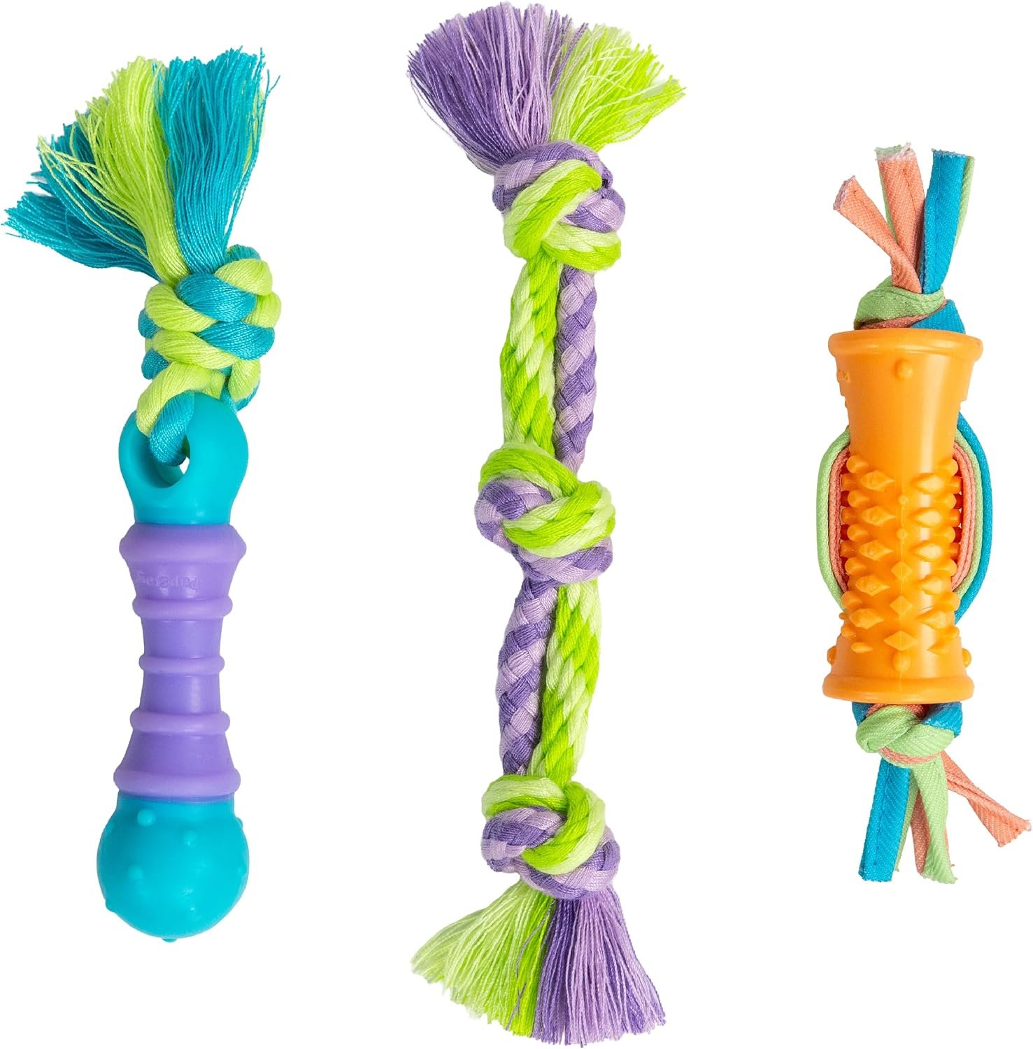 3-Pack Rubber and Rope Dental Toys for Small
