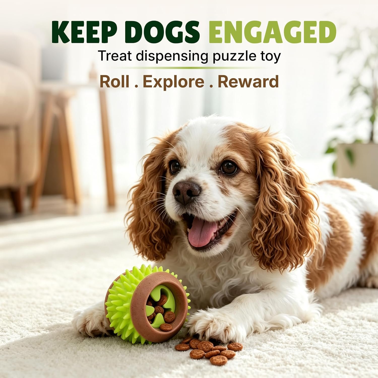 Green Treat Dispensing Puzzle Ball for Small Dogs - Image 2
